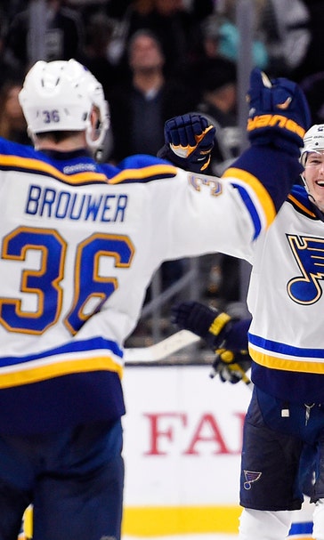 Blues snap losing streak with 2-1 shootout win in Los Angeles